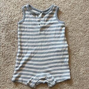 H&M Baby Sleeveless Henley Romper - Light Blue & White